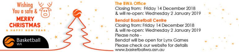 BWA Office and Bendat Basketball Stadium – Christmas Closing Times