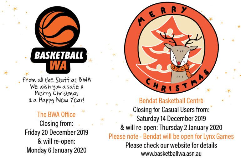 BWA and Bendat Basketball Stadium – Opening Hours over Christmas and the New Year
